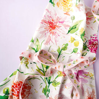 Dahlia Cotton Canvas Apron: Floral Kitchen Apron for Women from Jean Choe Art & Design - Aprons