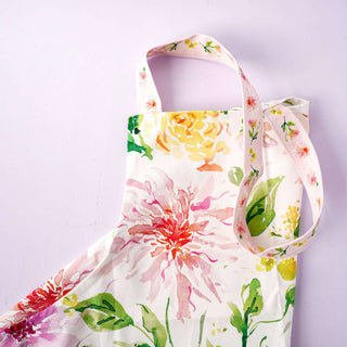 Dahlia Cotton Canvas Apron: Floral Kitchen Apron for Women from Jean Choe Art & Design - Aprons