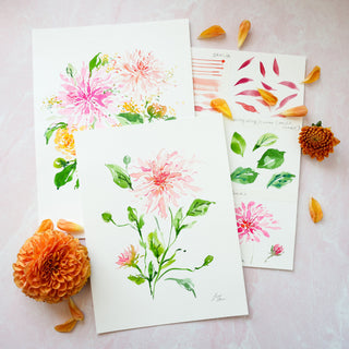 Dazzling Dahlias - July 28 Watercolor Workshop with Jean from Jean Choe Art & Design - 