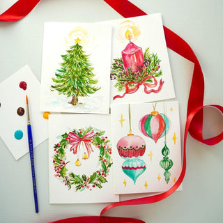 DIY Christmas Card Watercolor Kit. Paint Your Own Holiday Cards with Video. Art Party Kit for Adults & Crafters. Holiday Paint Kit. DIY Card from Jean Choe Art & Design - Kits