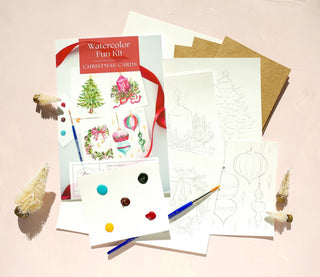DIY Christmas Card Watercolor Kit. Paint Your Own Holiday Cards with Video. Art Party Kit for Adults & Crafters. Holiday Paint Kit. DIY Card from Jean Choe Art & Design - Kits
