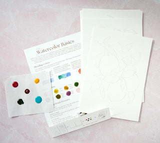 DIY Watercolor Fun Kit - Fruits: Pre - Outlined Pages, Paint Dots & Brushes from Jean Choe Art & Design - Kits