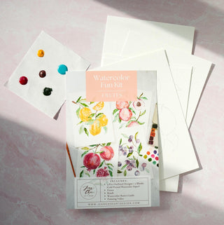 DIY Watercolor Fun Kit - Fruits: Pre - Outlined Pages, Paint Dots & Brushes from Jean Choe Art & Design - Kits