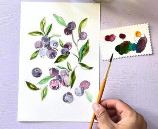 DIY Watercolor Fun Kit - Fruits: Pre - Outlined Pages, Paint Dots & Brushes from Jean Choe Art & Design - Kits