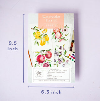 DIY Watercolor Fun Kit - Fruits: Pre - Outlined Pages, Paint Dots & Brushes from Jean Choe Art & Design - Kits