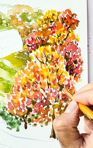 Fall Farmhouse Landscape: Watercolor Workshop with Jean from Jean Choe Art & Design - 