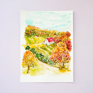 Fall Farmhouse Landscape: Watercolor Workshop with Jean from Jean Choe Art & Design - 