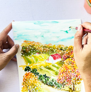 Fall Farmhouse Landscape: Watercolor Workshop with Jean from Jean Choe Art & Design - 
