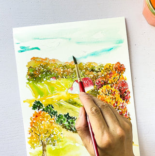 Fall Farmhouse Landscape: Watercolor Workshop with Jean from Jean Choe Art & Design - 