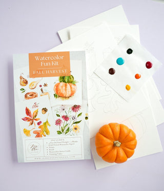Fall Watercolor Kit: Coloring Pages for Watercolor. Craft DIY Painting Kit. Adult Coloring Pages. Art Party Kit. Paint kit