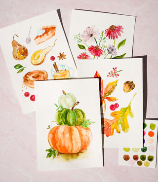Fall Watercolor Kit: Coloring Pages for Watercolor. Craft DIY Painting Kit. Adult Coloring Pages. Art Party Kit. Paint kit