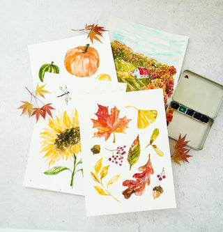 Fall Watercolor Workbook: Pre - Outlined Coloring Pages & Easy Instructions from Jean Choe Art & Design - Coloring Books