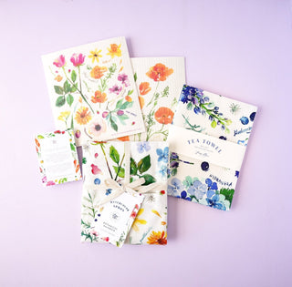 Floral Kitchen Linen Gift Set: Apron, Tea Towel, & Swedish Dishcloths from Jean Choe Art & Design - Dishcloths
