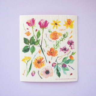 Floral Swedish Dishcloth: Reusable & Compostable Dish Cloth from Jean Choe Art & Design - Reusable Paper Towels