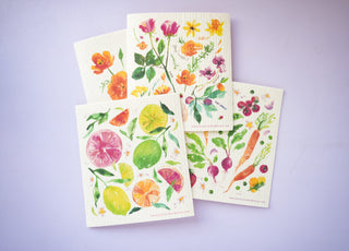 Floral Swedish Dishcloth: Reusable & Compostable Dish Cloth from Jean Choe Art & Design - Reusable Paper Towels