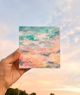 Golden Hour Sky Original Watercolor Painting 1 on Wood Panel from Jean Choe Art & Design - Watercolor