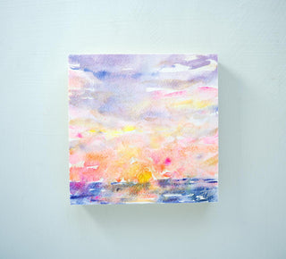 Golden Hour Sky Original Watercolor Painting 2 on Wood Panel from Jean Choe Art & Design - Watercolor