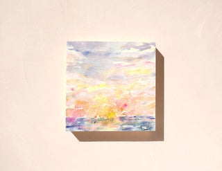 Golden Hour Sky Original Watercolor Painting 2 on Wood Panel from Jean Choe Art & Design - Watercolor