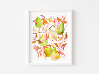 "Golden Pear Harvest" Art Print. Fruit Painting for Dining Room/ Kitchen from Jean Choe Art & Design - Giclée