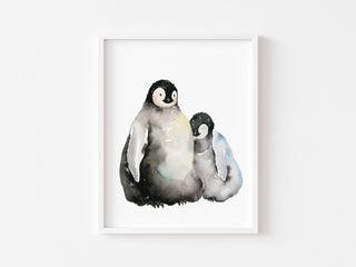 "Good Friends" Baby Emperor Penguins Art Print from Jean Choe Art & Design - Watercolor