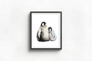 "Good Friends" Baby Emperor Penguins Art Print from Jean Choe Art & Design - Watercolor