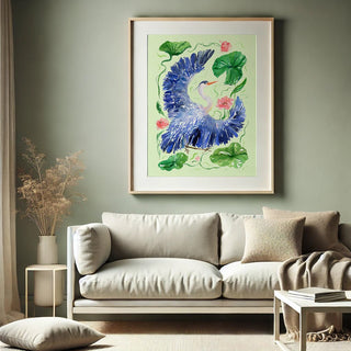 Great Blue Heron Art Print – Watercolor Wetland Bird Wall Decor from Jean Choe Art & Design - Giclée