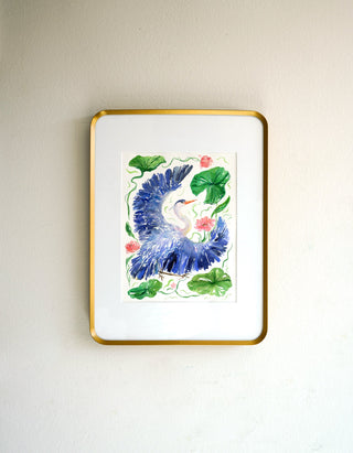 Great Blue Heron (Original) with Bronze Metal Frame from Jean Choe Art & Design - Watercolor