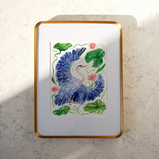 Great Blue Heron (Original) with Bronze Metal Frame from Jean Choe Art & Design - Watercolor