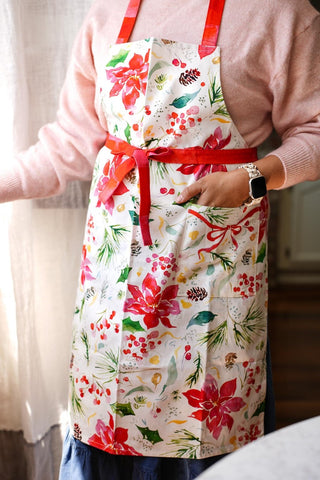 Holiday Poinsettia Apron with Pocket from Jean Choe Art & Design - Aprons