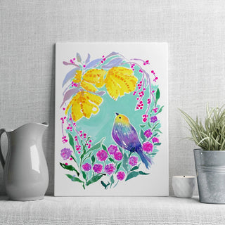 "Hopeful Finch" Art Print: Botanical Bird Illustration from Jean Choe Art & Design - Giclée