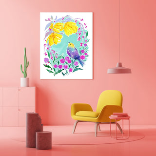 "Hopeful Finch" Art Print: Botanical Bird Illustration from Jean Choe Art & Design - Giclée