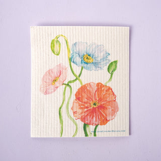 Icelandic Poppy Swedish Dishcloth: Eco - Friendly Kitchen Cloth from Jean Choe Art & Design - Reusable Paper Towels