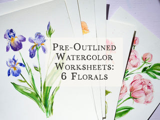 Individual Floral Watercolor Pages, Pre-Outlined & Perfect for Beginners from Jean Choe Art & Design