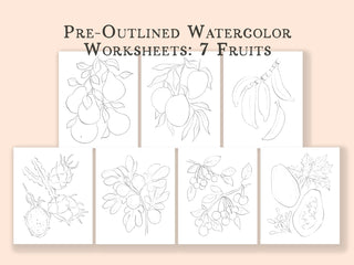 Individual Fruit Watercolor Pages: Pre - Outlined Fruits from Jean Choe Art & Design - Coloring Books