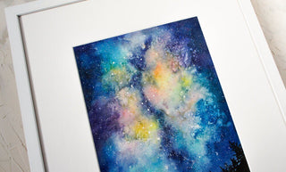 "Into the Night I" Watercolor Galaxy Print from Jean Choe Art & Design - Giclée