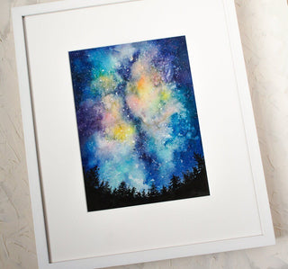 "Into the Night I" Watercolor Galaxy Print from Jean Choe Art & Design - Giclée
