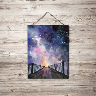 "Into the Night II" Watercolor Galaxy Bridge Print from Jean Choe Art & Design - Giclée