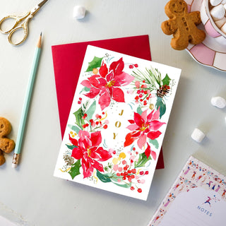 JOY Poinsettia Wreath Holiday Greeting Card from Jean Choe Art & Design - Other Baby