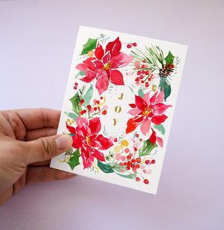 JOY Poinsettia Wreath Holiday Greeting Card from Jean Choe Art & Design - Other Baby