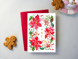 JOY Poinsettia Wreath Holiday Greeting Card from Jean Choe Art & Design - Other Baby