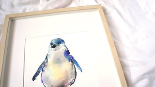 Little Blue Penguin Watercolor Art Print from Jean Choe Art & Design - Watercolor