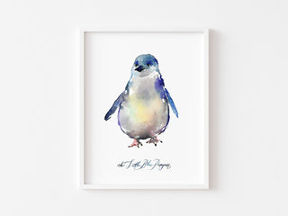 Little Blue Penguin Watercolor Art Print from Jean Choe Art & Design - Watercolor