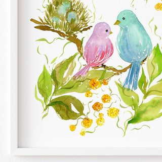 Lovebirds Watercolor Art Print – Romantic Bird Wall Decor from Jean Choe Art & Design - Giclée