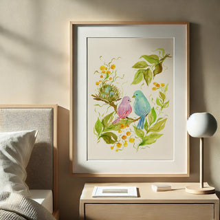 Lovebirds Watercolor Art Print – Romantic Bird Wall Decor from Jean Choe Art & Design - Giclée