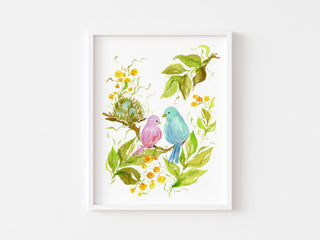 Lovebirds Watercolor Art Print – Romantic Bird Wall Decor from Jean Choe Art & Design - Giclée