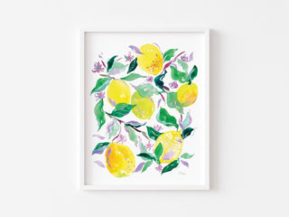"Lush Lemon Grove" Art Print: Vibrant Citrus Giclée for Kitchen Decor from Jean Choe Art & Design - Giclée