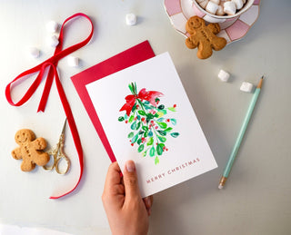 Merry Christmas Mistletoe Holiday Watercolor Card from Jean Choe Art & Design - Other Retail & Shop Fitting