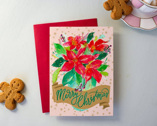 Merry Christmas Poinsettia Greeting Card from Jean Choe Art & Design - Other Baby