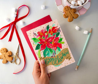 Merry Christmas Poinsettia Greeting Card from Jean Choe Art & Design - Other Baby