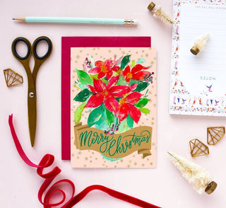 Merry Christmas Poinsettia Greeting Card from Jean Choe Art & Design - Other Baby